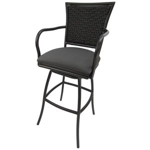 Outdoor Swivel 30&quot Bar Stool - Erin - Dark Gray Fabric - Brown Metal