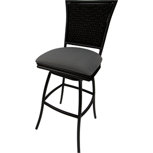 Outdoor Patio Extra Tall Swivel Stool 35&quot - Erin - Dark Gray Fabric - Black