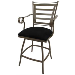 Outdoor Swivel Counter Stool 26&quot Seat - Jenna - Black Fabric - Black