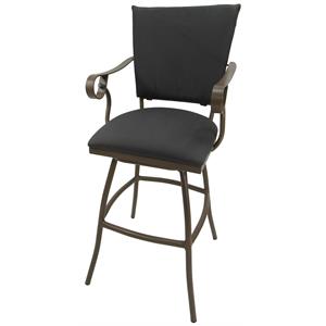 Swivel Outdoor Bar Stool 30&quot Seat - Jenna - Dark Gray Fabric - Beige