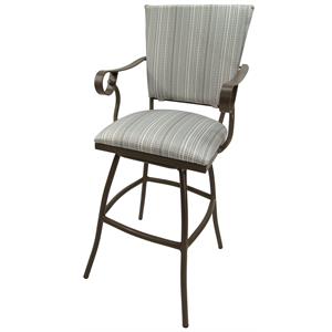 Outdoor Swivel Bar Stool 30&quot Seat - Jenna - Natural Fun Cream Fabric - Beige
