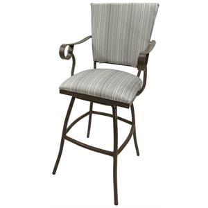 Outdoor Patio Extra Tall Swivel Stool 35&quot Seat - Jenna - Cream Fabric - Beige