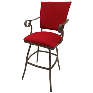 Outdoor Patio Extra Tall Spectator Swivel Bar Stool 35&quot - Jenna Red on Beige