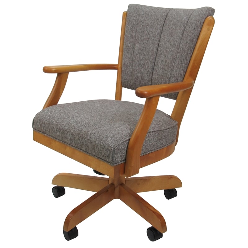 Classic Caster Solid Wood Dining Chair - Mojave Gray Fabric - Honey Frame