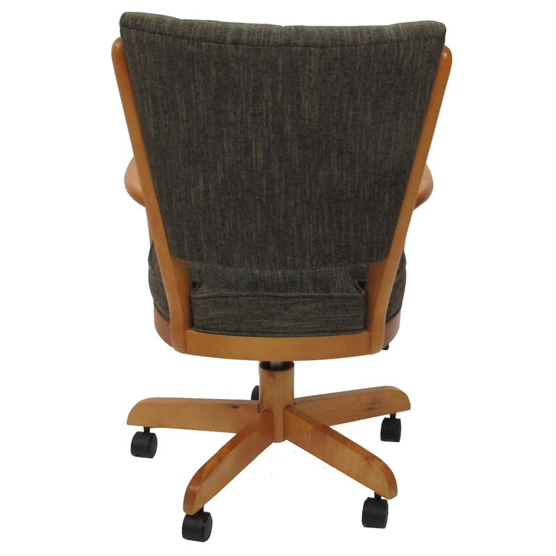 Classic Caster Solid Wood Dining Chair - Sanora Brown Fabric - Honey Frame