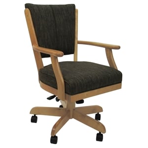 Classic Caster Solid Wood Dining Chair - Sanora Brown Fabric - Natural Frame