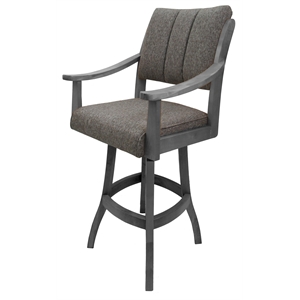 Casa Solid Wood Counter 26&quot Bar Stool - Mojave Gray Fabric - Light Grey Frame