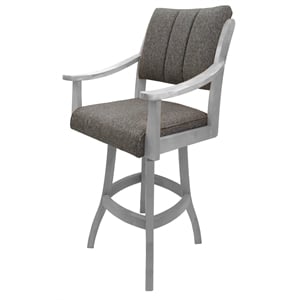 Casa Solid Wood Extra Tall 34&quot Bar Stool - Mojave Gray Fabric - White Frame