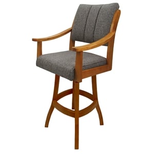 Casa Solid Wood Extra Tall 34&quot Bar Stool - Mojave Gray Fabric - Honey Frame