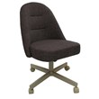 M-235 Swivel Metal Dining Caster Chair - Sanora Brown Fabric - Beige Base