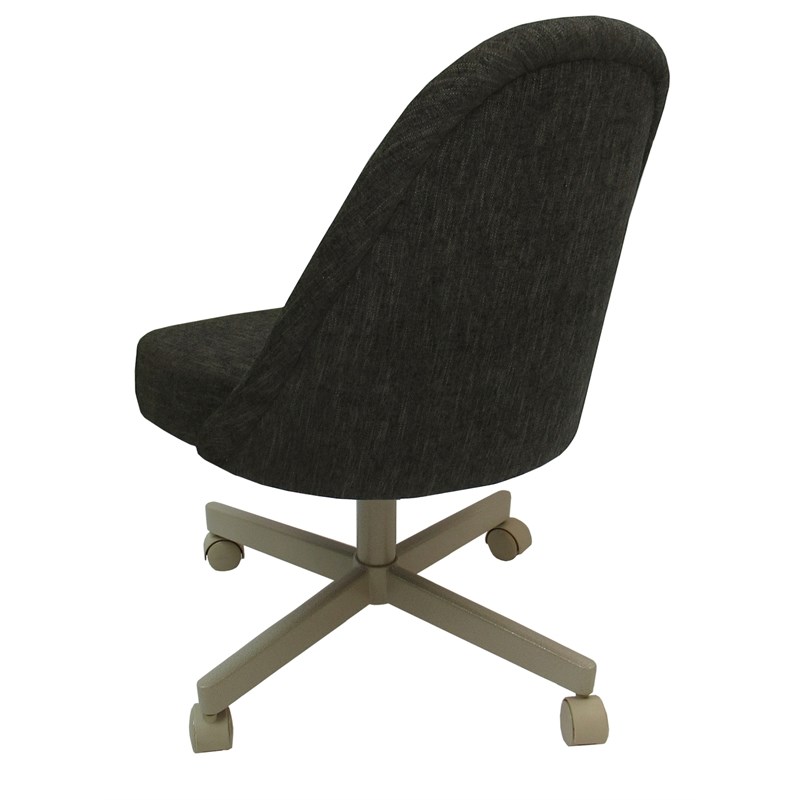 M-235 Swivel Metal Dining Caster Chair - Sanora Brown Fabric - Beige Base