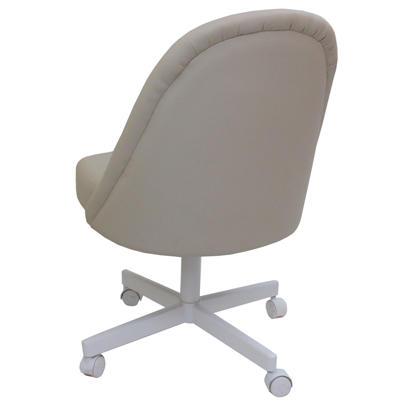 M-235 Swivel Metal Dining Caster Chair - Ocean Beige - White