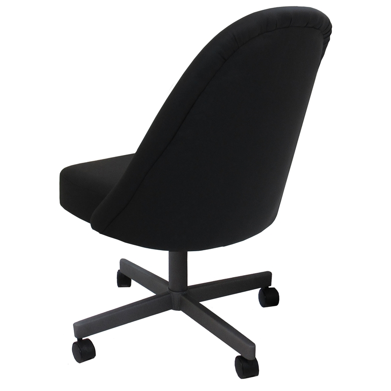 M-235 Swivel Metal Dining Caster Chair - Black Vinyl - Grey