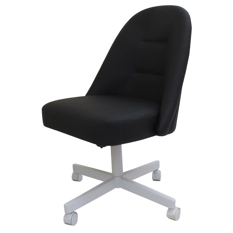 M-235 Swivel Metal Dining Caster Chair - Black Vinyl - White Base