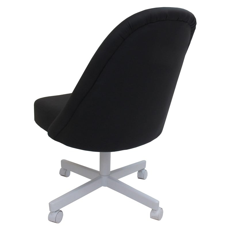 M-235 Swivel Metal Dining Caster Chair - Black Vinyl - White Base