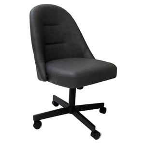 M-235 Swivel Metal Dining Caster Chair - Gray Vinyl - Black Base