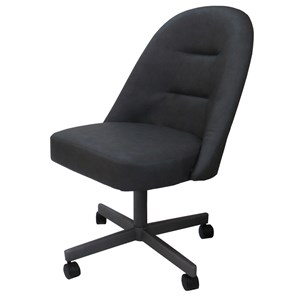 m-235 swivel metal dining caster chair - grey vinyl - grey