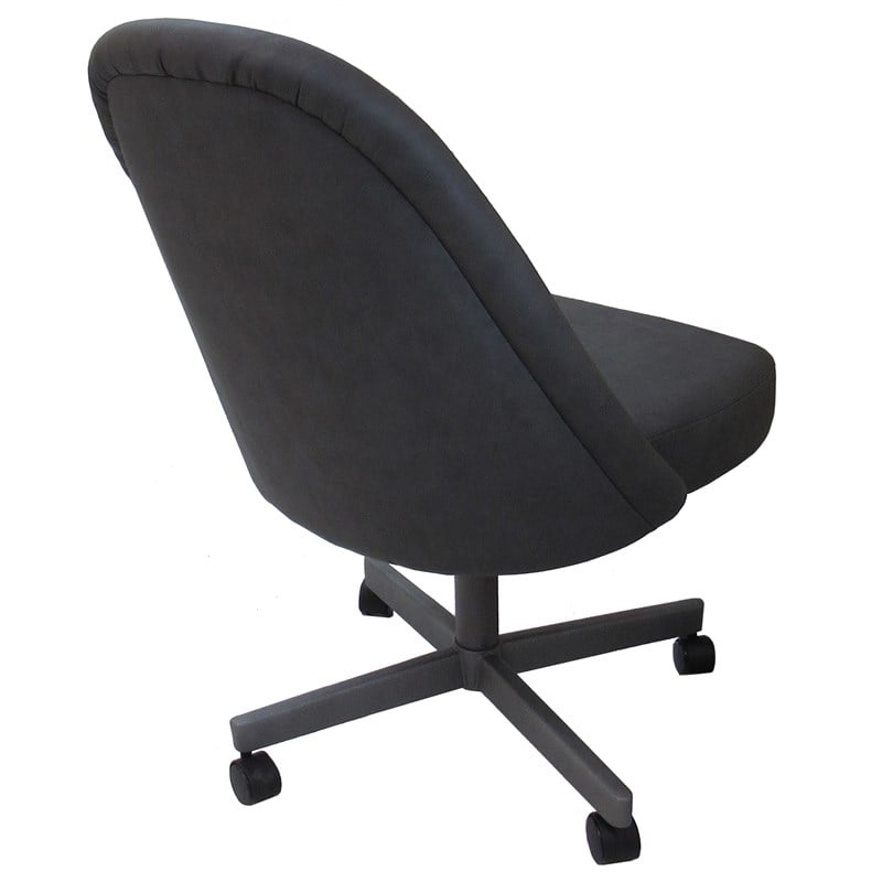 M-235 Swivel Metal Dining Caster Chair - Grey Vinyl - Grey