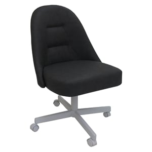 M-235 Swivel Metal Dining Caster Chair - Gray Vinyl - White Base