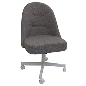 M-235 Swivel Metal Dining Caster Chair - Mojave Gray Fabric - White Base