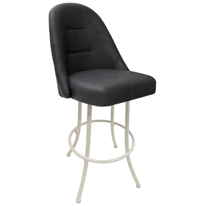 Swivel Metal Bar Stool 30&quot M-235 - Grey Vinyl - White