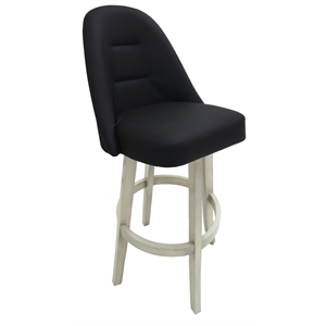 Extra Tall Swivel Bar Stool 34&quot M-235 Vivian Base - Black Vinyl - White Wood