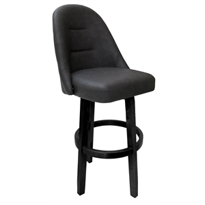 Extra Tall Swivel Bar Stool 34&quot M-235 Vivian Base - Gray Vinyl - Black Wood