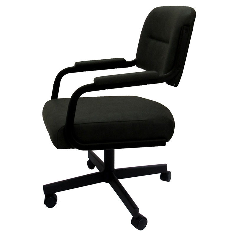 Swivel Tilt Kitchen Caster Chair with Wheels M-110 - Black Vinyl - Black