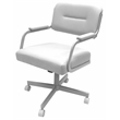 Swivel Tilt Kitchen Caster Chair with Wheels M-110 - White Vinyl - White