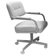 Swivel Tilt Kitchen Caster Chair with Wheels M-110 - White Vinyl - White