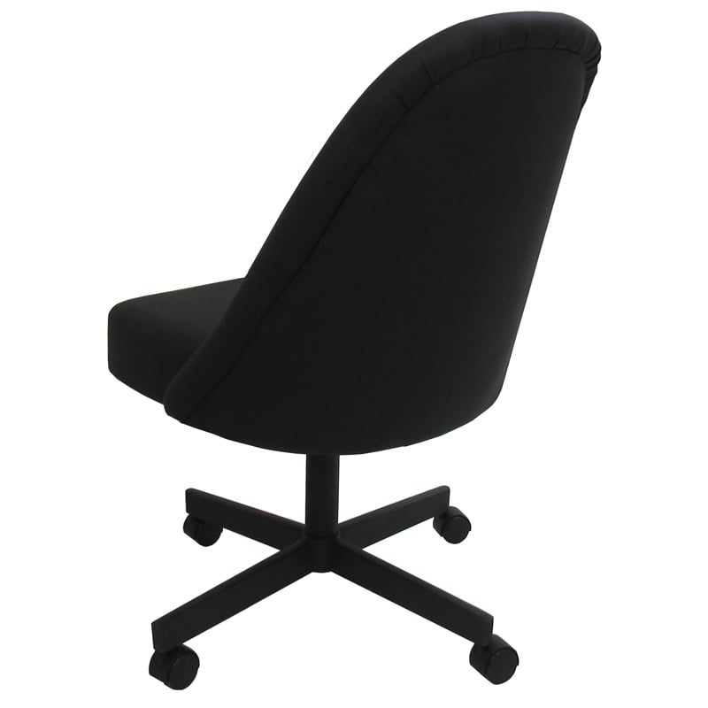 M-235 Dinette Swivel Metal Caster Chairs - Clear Glass - Black Vinyl - Black