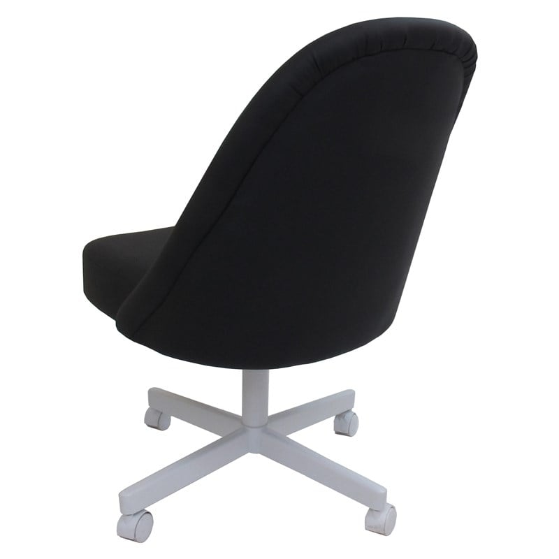 M-235 Dinette Swivel Metal Caster Chairs - Clear Glass - Black Vinyl - White