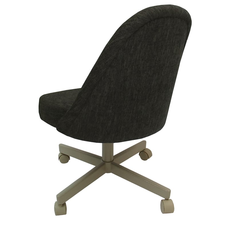 M-235 Dinette Swivel Metal Caster Chairs - Clear Glass - Sanora Brown - Beige