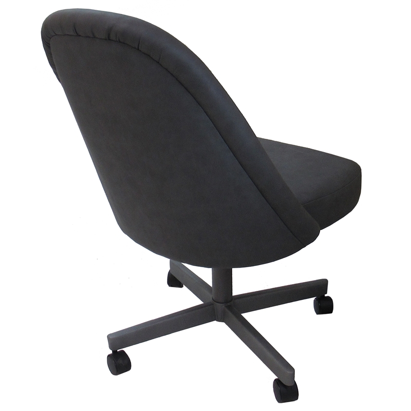 M-235 Dinette Swivel Metal Caster Chairs - Crackle Glass - Grey Vinyl - Grey
