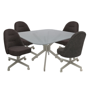 m-235 dinette swivel metal caster chairs - crackle glass - sanora brown - beige