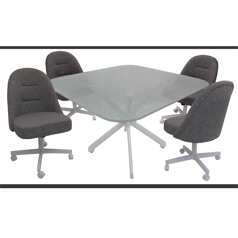 M-235 Dinette Swivel Metal Caster Chairs - Crackle Glass - Mojeva Grey - White