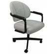 Swivel Tilt Kitchen Caster Chair with Wheels M-70 - White Vinyl - Black