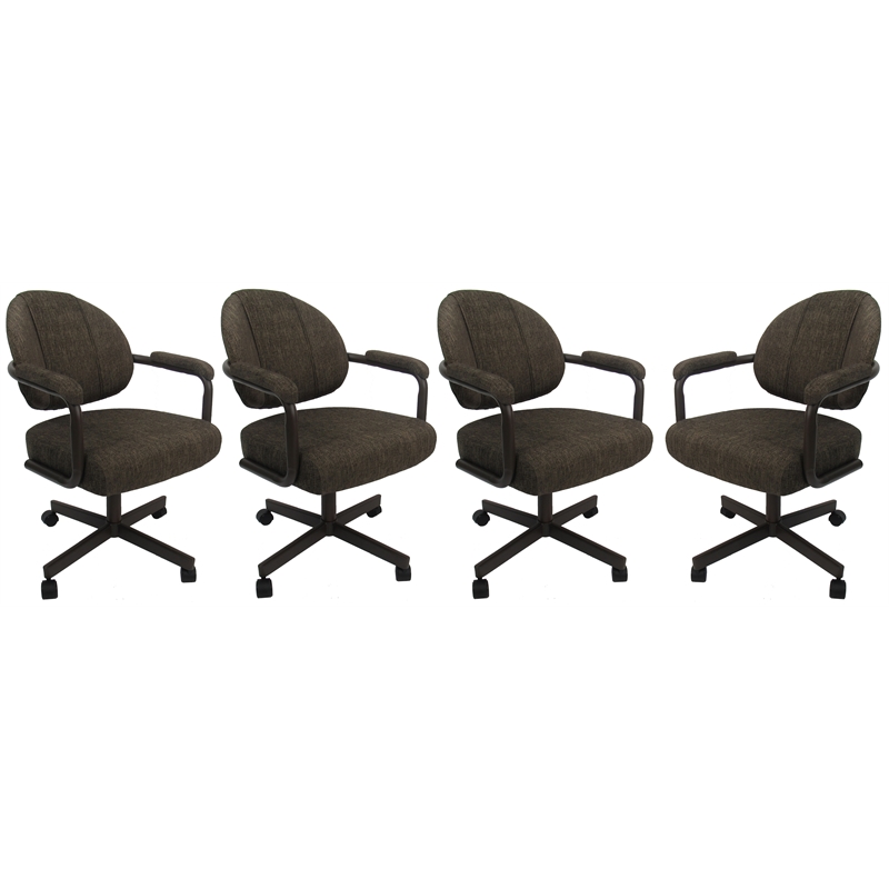 M-70 Dinette Swivel Metal Caster Chairs - Crackle Glass - Sanora Brown - Coffee