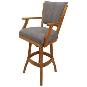 Classic Counter Solid Wood Bar Stool 26&quot Seat - Mojave Gray Fabric - Honey