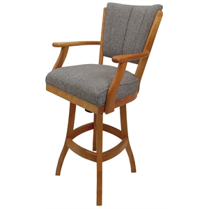 Classic Solid Wood Bar Stool 30&quot Seat - Mojave Gray Fabric - Honey Frame
