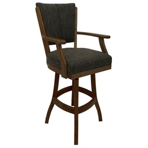 Classic Extra Tall 34&quot Wood Bar Stool - Sanora Brown Fabric - Dark Brown Frame