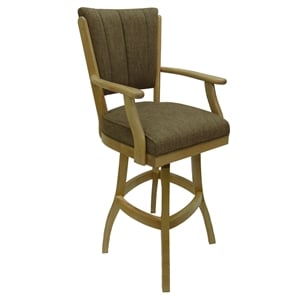 Classic Counter Solid Wood Bar Stool 26&quot Seat - Basin Beige Fabric - CT Frame