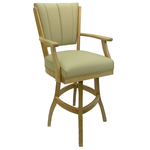 Classic Counter Solid Wood Bar Stool 26&quot Seat - Ocean Beige Vinyl - CT Frame