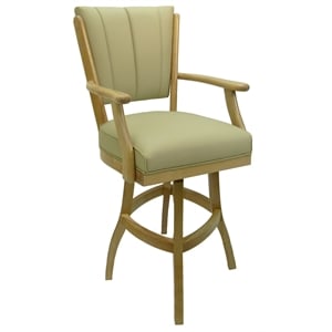 Classic Extra Tall 34&quot Solid Wood Bar Stool - Ocean Beige Vinyl - CT Frame