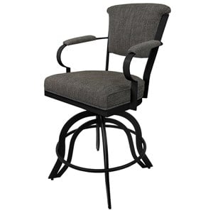 Miami Counter 26&quot Metal Bar Stool - A Base - Plumley Cocoa - Black