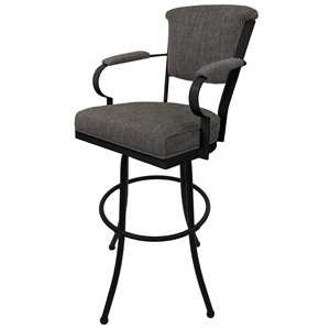 Miami Extra Tall 34&quot Metal Bar Stool - Noam Base -  Plumley Cocoa - Black