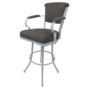 Miami Extra Tall 34&quot Metal Bar Stool - Noam Base -  Plumley Cocoa - White