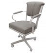 Miami Swivel Dining Caster Chair - Portwood Ash Fabric - White Metal