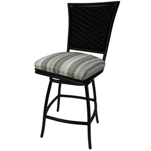 Outdoor Counter Patio Bar Stool 26&quot Erin Armless - Linen (Tan) Stripe - Black