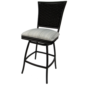 Outdoor Counter Patio Bar Stool 26&quot Erin Armless - Natural Fun (Cream) - Black